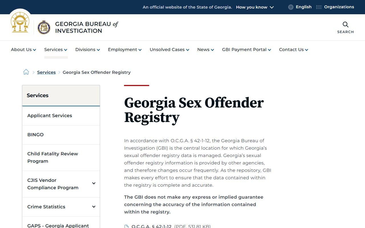 Telfair County arrest records GBI sex offender registry information