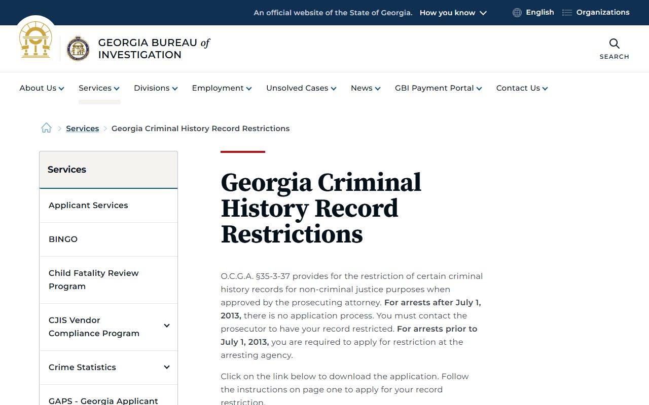 Telfair County criminal court records GBI restriction guidance