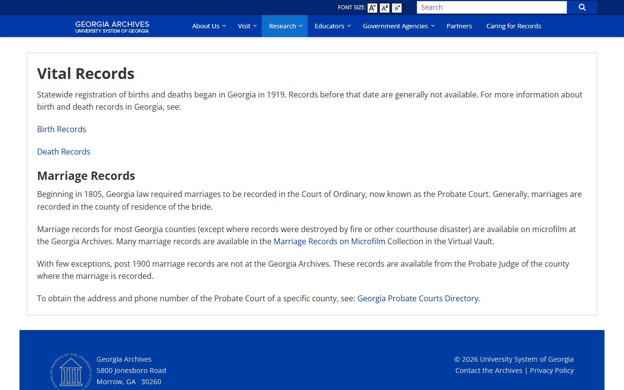Telfair County marriage and divorce records Georgia Archives vital records guidance
