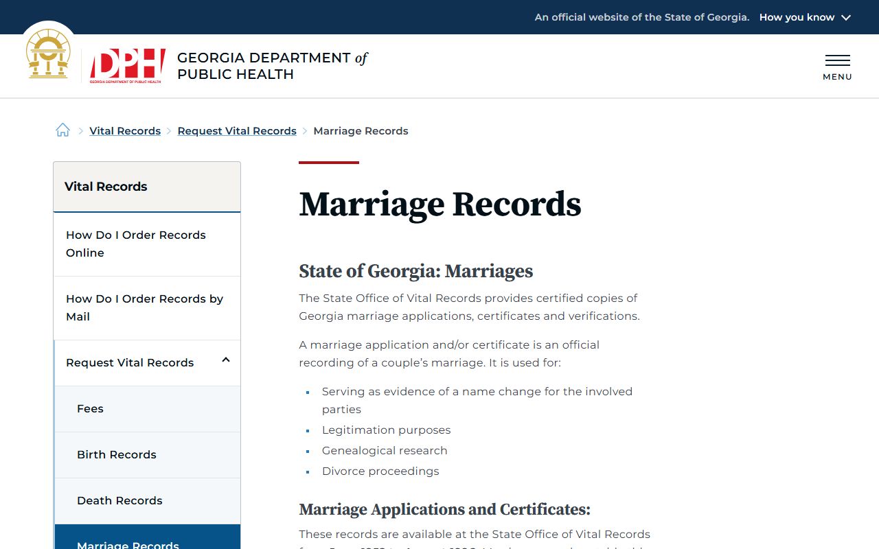 Telfair County marriage records Georgia DPH marriage records page