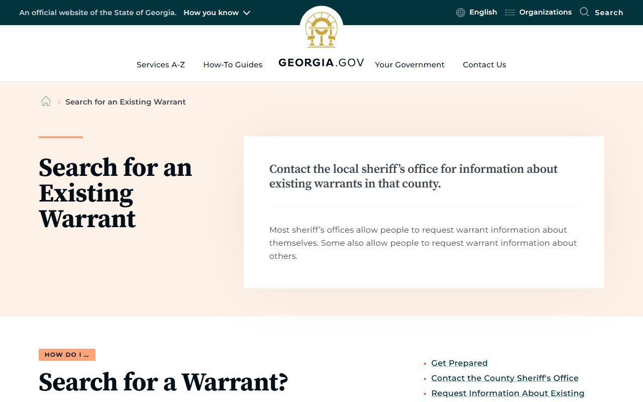 Telfair County warrant search Georgia.gov warrant guidance